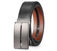 JasGood Cintura da uomo in pelle a cricchetto cintura per uomo automatico a cricchetto fibbia Slide 3,5cm larghezza cintura per pantaloni vestito, Nero , 130cm:90cm-112cm Taille Verstellbar