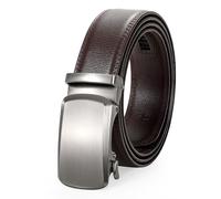 JasGood Cintura da uomo in pelle con fibbia a scorrimento automatica, larghezza 3,5 cm, C caffè (pistola colore fibbia), 115cm: 88cm-104cm Taille Verstellbar