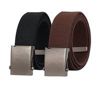 JasGood Cintura in tela da uomo in tessuto regolabile, cintura militare con fibbia in metallo, larghezza 3,8 cm, C-nero+caffè, 135cm(Für Taillengröße 106-120cm)
