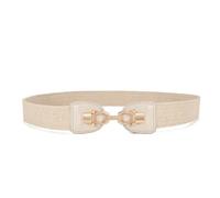 JasGood Cintura in vita elastica in tessuto di paglia per le donne 3,5 cm di larghezza, elasticizzata Boho intrecciato sottile cintura, beige., 70cm:für Taillengröße 58cm-66cm