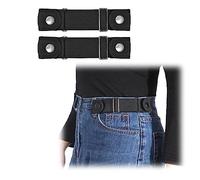 JASGOOD Confezione da 2 cinture elastiche invisibili, senza fibbia, per donne e uomini, per jeans e pantaloni, B-nero+nero, Fit 2 loop distance 6-9 inches