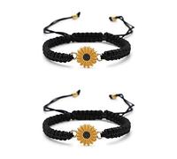 Jasimkiss Braccialetti con girasole regolabili Boho girasole margherita braccialetti fatti a mano corda intrecciata amicizia braccialetti abbinati braccialetti promessa braccialetti per coppie donne