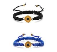 Jasimkiss Braccialetti con girasole regolabili Boho girasole margherita braccialetti fatti a mano corda intrecciata amicizia braccialetti abbinati braccialetti promessa braccialetti per coppie donne