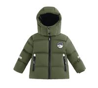 Jaskdconsy Giacca invernale da ragazzo con cappuccio - Calda giacca trapuntata per la stagione fredda | Robusta giacca outdoor per la scuola e il tempo libero, Stil_p01 verde militare, 4-5 Anni