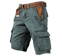 Jaskdconsy Pantaloni corti da escursionismo da uomo, elasticizzati, estivi, lunghezza al ginocchio, basici, da lavoro, in tinta unita, sportivi, leggeri, da caccia, per il tempo libero, Verde 1, S