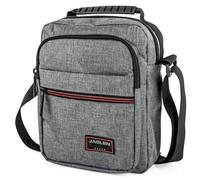 JASLEN - Borsa A Tracolla Uomo In Pelle Compatta - Design Elegante E Funzionale Per Ogni Giorno - Borsello Uomo Tracolla Pelle Con Tasche Multiple - Tracolla Uomo Piccola Da Viaggio E Lavoro, Grigio