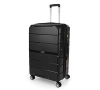 JASLEN - Valigia Grande da Viaggio Rigide. Trolley Grande con 4 Ruote. Materiale PP Valigia Rigida Grande Resistente e Super Leggero - Robusta Valigia Grande Rigida XXL TSA, Nero