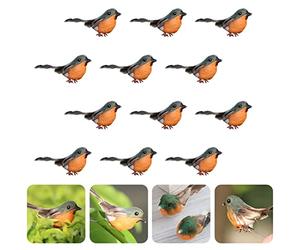 Jasmeko Pettirosso Artificiale Clip su Uccello Cardinale Rosso, Decorazioni Albero Natale Feste Giardino Albero (A1-12Pcs-Robin)