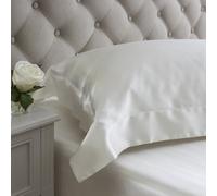 Jasmine Silk 100% 19 Momme Charmeuse seta federa Oxford Style (AVORIO) 50 cm x 75 centimetri + 7 centimetri Border RRP £ 45