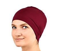 Jasmine Silk Cuffia da notte in bambù, adatta per chemioterapia e perdita di capelli, Cardani Chemo Cancer Hat, Borgogna, Taglia unica