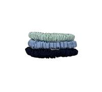 Jasmine Silk Pure Silk Charmeuse Scrunchie - Elastici per capelli (confezione da 3 skinny blu navy, blu e uovo d'anatra)