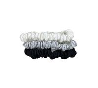 Jasmine Silk Pure Silk Charmeuse Scrunchie - Scrunchies per capelli (confezione da 3 skinny avorio, grigio e nero)