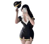 JasmyGirls Halloween Costumes Woman 2024 Sexy Flight Attendant Costume Women Pilot Cosplay Outfits Slutty Role Playing Lingerie