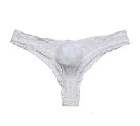 JasmyGirls Perizoma da donna in pizzo, biancheria intima da donna, mutandine da coniglietto, per cosplay, lingerie carina con coda in stile anime, perizoma sexy, bianco, S-M