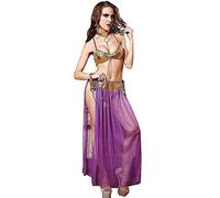 JasmyGirls Princess Cosplay Lingerie for Women Anime Sexy Halloween Costume Role Playing Maid Outfit Arabian Slave Leia Sissy Dress Gold