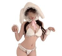 JasmyGirls Sexy Bunny Cosplay Lingerie Cattivo Cameriera Costume Anime Bikini Kawaii Roleplay Outfit Carino Lolita Peloso Reggiseno Panty Set