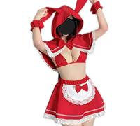 JasmyGirls Vestito sexy per cosplay, da donna, per Halloween, a forma di Cappuccetto Rosso, per adulti