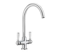 JASS Ferry Tradizionale Cucina Lavello Miscelatore Rubinetto Doppia Leva Quarto Girare Maniglie Ceramiche Doppio Flusso