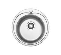 JASSFERRY 49 cm Lavello da Cucina Rotondo Lavandino in Acciaio Inox 1 Vasca