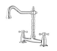 JASSFERRY Francese Ponte Miscelatore Rubinetto Classico Fisso 2 Fori Lavello Della Cucina Rubinetto Crociera Maniglie con Girevole Beccuccio Cromato Luci