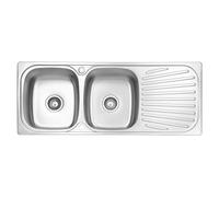 JASSFERRY Lavello da cucina 2 Vasca doppia in Acciaio Inox Spazzolato, scolapiatti reversibile Lavandino, con set di rifiuti