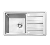 JASSFERRY Lavello da cucina Vasca singola in Acciaio Inox Spazzolato, scolapiatti reversibile Lavandino, con set di rifiuti