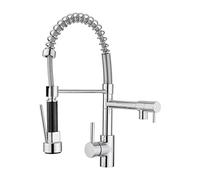JASSFERRY Rubinetto flessibile per lavello da cucina con beccuccio estraibile a molla monoblocco cromato (due beccucci)