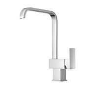 JASSFERRY Rubinetto miscelatore quadrato per lavello da cucina, design italiano, cromato, moderno, monoblocco, in ottone, leva singola rettangolare