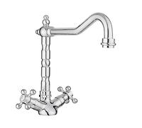 JASSFERRY Stile Vintage Monoblocco Lavello Da Cucina Miscelatore Girevole Beccuccio Flessibile Tradizionale Francese Classico Cromo Lucido
