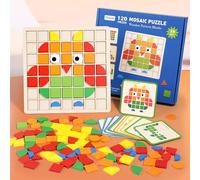 Jastown 120pcs Gioco di mosaico puzzle, puzzle bambini 3 4 5 6 anni,tangram legno giochi educativi 4 5 6 anni,Forma Colore macthing gioco, Giocattoli educativi Montessori Regali per ragazzi e ragazze