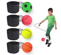 Jastown 4 pcs Ball con corda elastica e cinturino da polso, Gioco a rimbalzo con molla, Allenamento di coordinamento mano-occhio, Wrist Ball giocattolo antistress