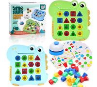 Jastown Gioco di Corrispondenza di Forma Geometrica,Geometric Shape Matching Game，Colore Forma Abbinamento Gioco，Color Shape Puzzle Board,Montessori Puzzle apprendimento-per 3 4 5 6 Anni Bambini