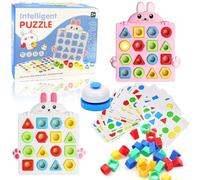 Jastown Gioco di Corrispondenza di Forma Geometrica,Geometric Shape Matching Game，Colore Forma Abbinamento Gioco，Color Shape Puzzle Board,Montessori Puzzle apprendimento-per 3 4 5 6 Anni Bambini