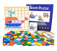 Jastown Tangram Legno, Gioco Mosaico Educativo per Bambini 3-6 Anni, Puzzle Abbinamento Colori e Forme, 140 Pezzi e 20 Carte, Giochi Montessori, Regali Compleanno per Bambini