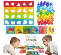 Jastown Tangram Legno, Gioco Tetris Per Bambini 3-6 Anni, Puzzle Montessori, Blocco Di Legno, Giochi Educativi, Motricità Fine, Battaglia