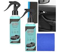 JASUBAI Vernice trasparente in plastica per auto, vernice nera spray per interni ed esterni, pulizia e cura del cruscotto, gomma/pelle/vinile, restauro in plastica senza grassi, 120 ml (2 pezzi)