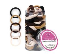 JASVERLIN - 100 elastici per capelli in cotone senza cuciture, spessi e morbidi, non danneggiano la coda di cavallo, per donne e ragazze, 1,5 pollici (5 colori)