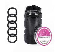 JASVERLIN 100 elastici per capelli neri in cotone senza cuciture, spessi e morbidi, non danneggiano la coda di cavallo, per donne e ragazze, 1,5 pollici (nero)