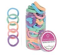 JASVERLIN Elastici morbidi per capelli, in cotone, senza cuciture, per donne e ragazze, nessun danno, piccoli elastici per capelli spessi, ricci e sottili, assortiti, 1,5 pollici, 100 pezzi (colore)