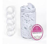 JASVERLIN Elastici per capelli in tessuto di cotone bianco, morbidi e senza cuciture, elastici per coda di cavallo, da donna, intrecciati, ricci, sottili, non danneggiano le pieghe, 1,5 pollici