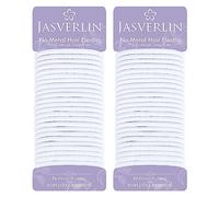 JASVERLIN Fascette per capelli spesse bianche da 5 mm, per donne, ragazze, uomini, spesse, per capelli ricci, resistenti, elastici, in nylon, per trecce di coda di cavallo, 48 pezzi (bianco)