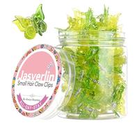 JASVERLIN Mini Mollette a Farfalla per Capelli Accessori Y2K 50 Pezzi | Mollette A Artiglio Antiscivolo Anni '90, Look Rave per Donne e Ragazze, Sfumatura Giallo-Verde Bagliore Lime