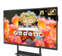 JASZDOT 75'' Smart Board, 4K UHD Lavagna Interattiva Digitale PC Touchscreen Wireless Android OS per Aula, Casa, Ufficio e Studio Supporto WiFi, HDMI, Bluetooth (con supporto a parete)