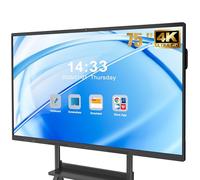 JASZDOT 75'' Smart Board, 4K UHD Lavagna Interattiva Multimediale Digitale PC Touchscreen 8+128G Android13 per Aula, Casa, Ufficio e Studio Supporto WiFi, HDMI, Bluetooth(Supporto a Parete)