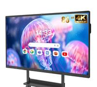 JASZDOT 86'' Smart Board, 4K UHD Lavagna Interattiva Digitale PC Touchscreen Wireless Android OS per Aula, Casa, Ufficio e Studio Supporto WiFi, HDMI, Bluetooth (con supporto a parete)