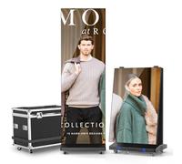 JASZDOT Display LED Splicing 80'' P1.86, Schermo Poster LED Pieghevole, Totem Pubblicitario Digitale con USB/HDMI/Wi-Fi/Telecomando (Grigio, 1 Flight Case)