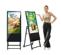 JASZDOT Display Pubblicitario Digitale da 32 Pollici, Totem LCD da Pavimento per Interni ed Esterni, Schermo IPS HD con Sistema Android per Segnaletica Digitale, Nero