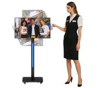 JASZDOT Schermo Pubblicitario Digitale da 32 Pollici su Ruote, Chiosco Digitale Touch LCD Portatile con Supporto Mobile Regolabile, Display Pubblicitario Android 14 Controllabile da App Telefonica