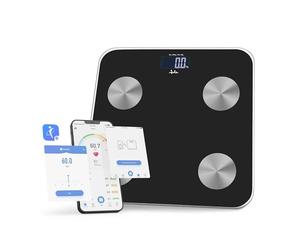JATA HOGAR HBAS1155 - Bilancia da bagno digitale, bilancia grassa corporea e muscolo con APP. Bilancia intelligente per il fitness. 15 Memorie. IMC. Calorie giornaliere consigliate. Fino a 180 kg