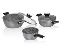 JATA Hogar HBAT3700 Batteria da Cucina, in Alluminio forgiato, Grigio, 24 cm